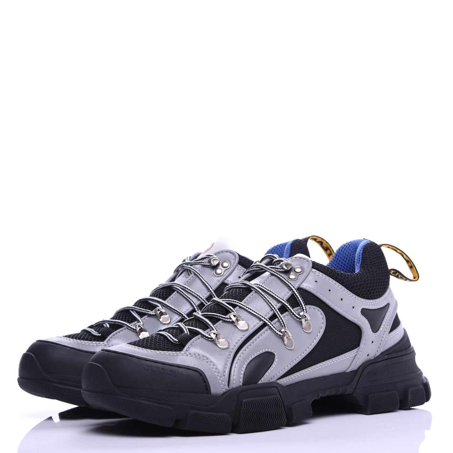 X SEGA Mesh Technical Canvas Calfskin Reflective Mens Flashtrek Sneakers 9 Silver Black
