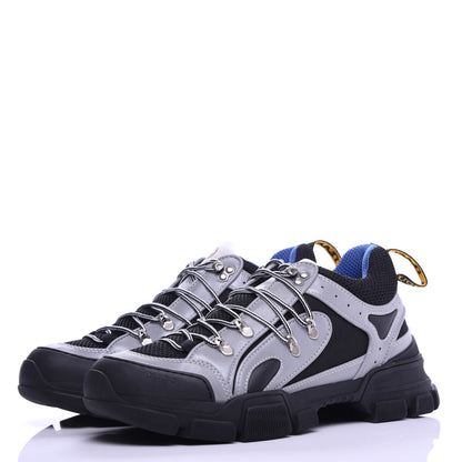 Gucci X SEGA Mesh Technical Canvas Calfskin Reflective Mens Flashtrek Sneakers 9 Silver Black 2 of 8