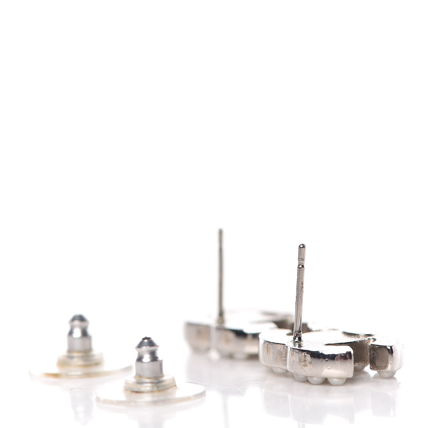 Chanel Pearl CC Earrings Silver 4 of 7
