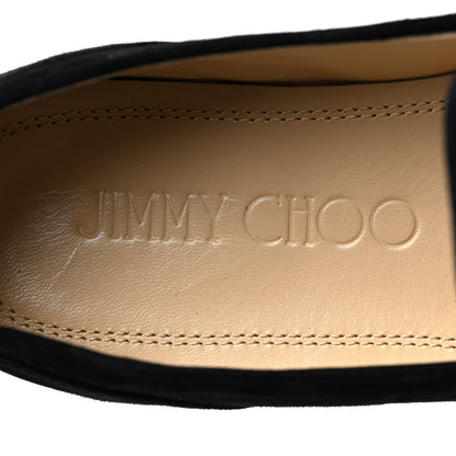 Jimmy Choo Suede Crystal Mani Flat Loafer 35 Black 7 of 12