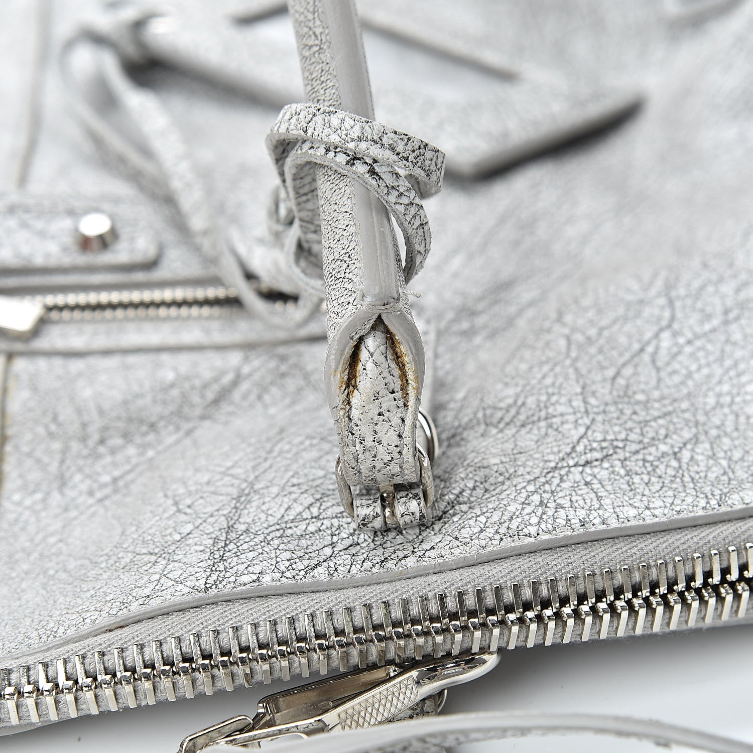 Balenciaga Agneau Classic Silver Hardware Papier Large Bowling Bag Grey 17 of 20