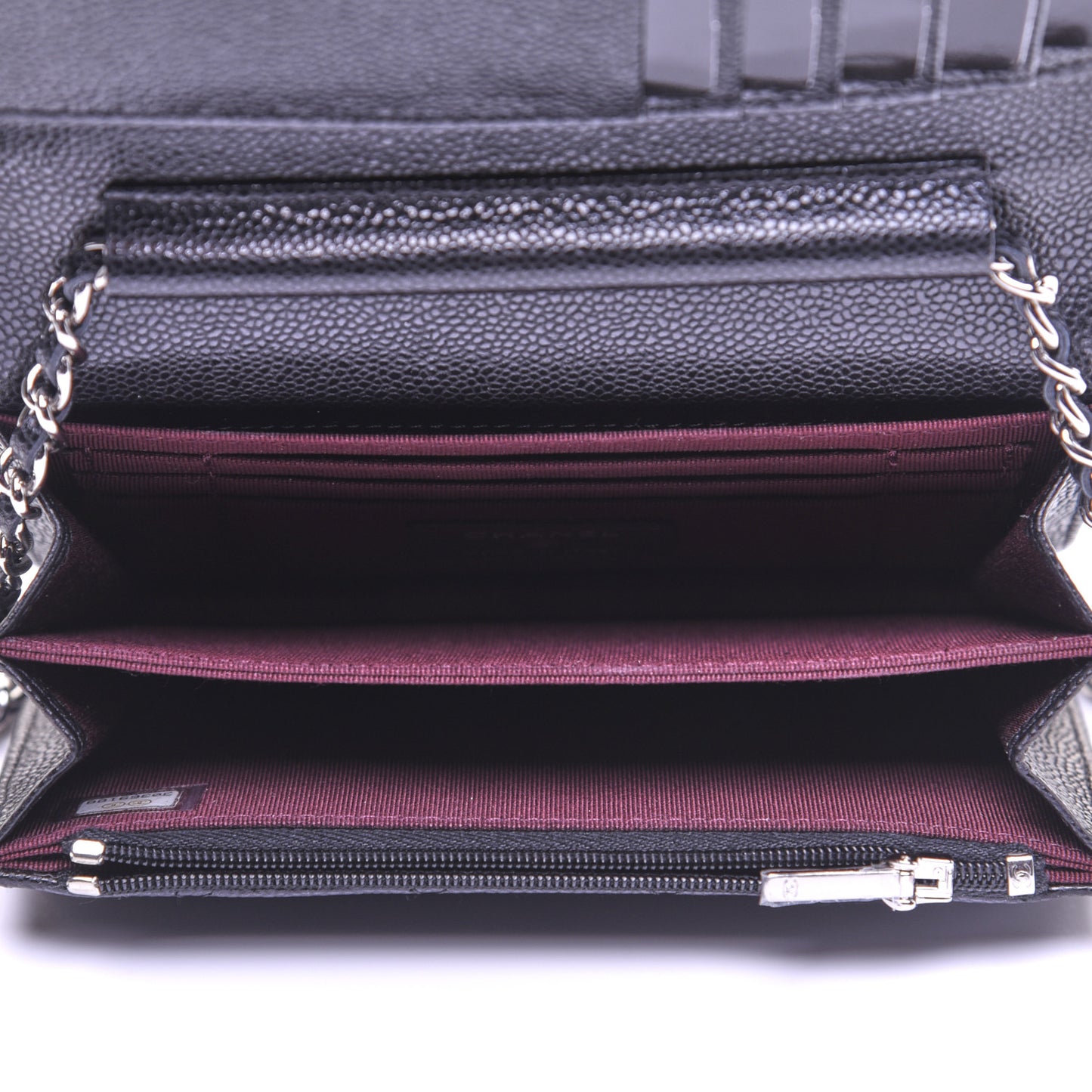 Caviar Quilted Mini Wallet On Chain WOC Black