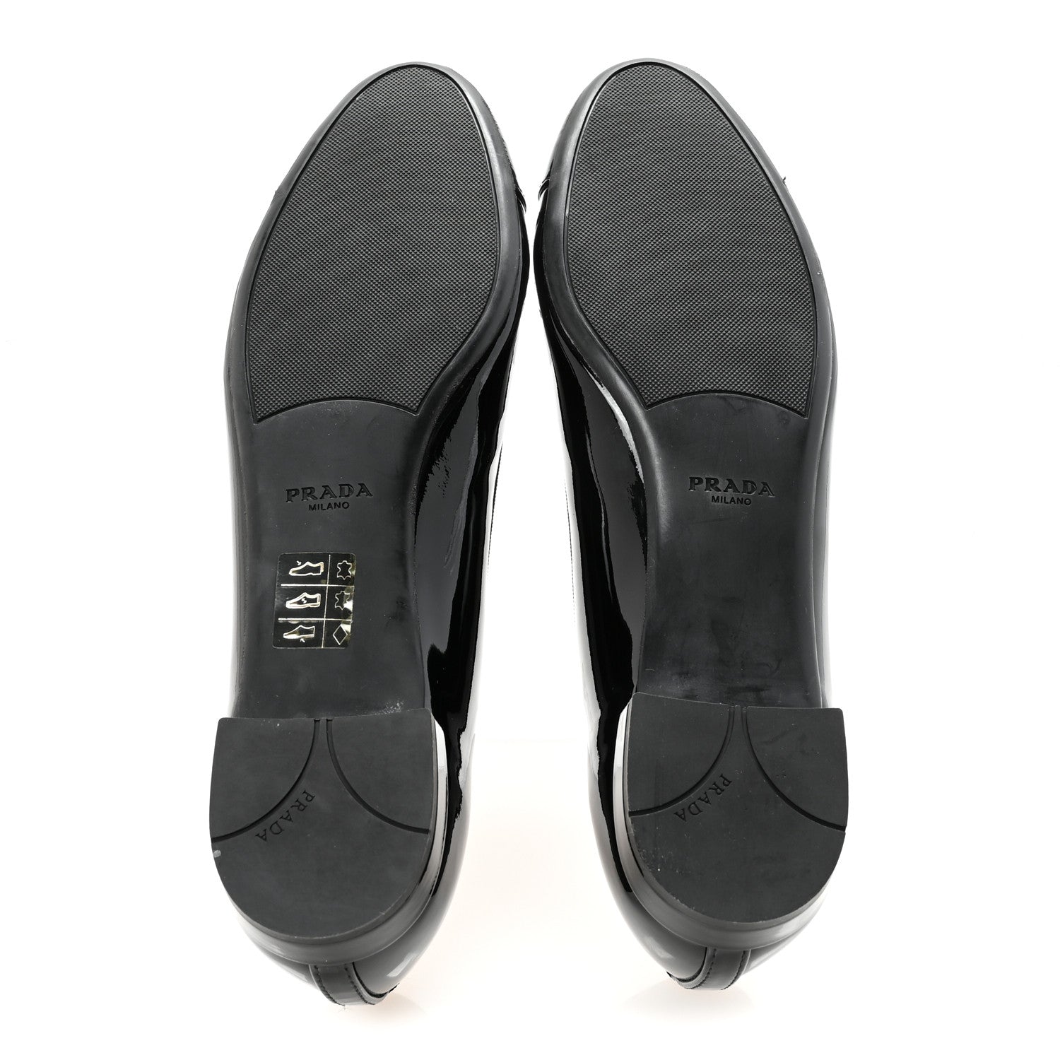 Prada Nappa Vernice Cap Toe Logo Bow Ballerina Flats 37.5 Black 6 of 9