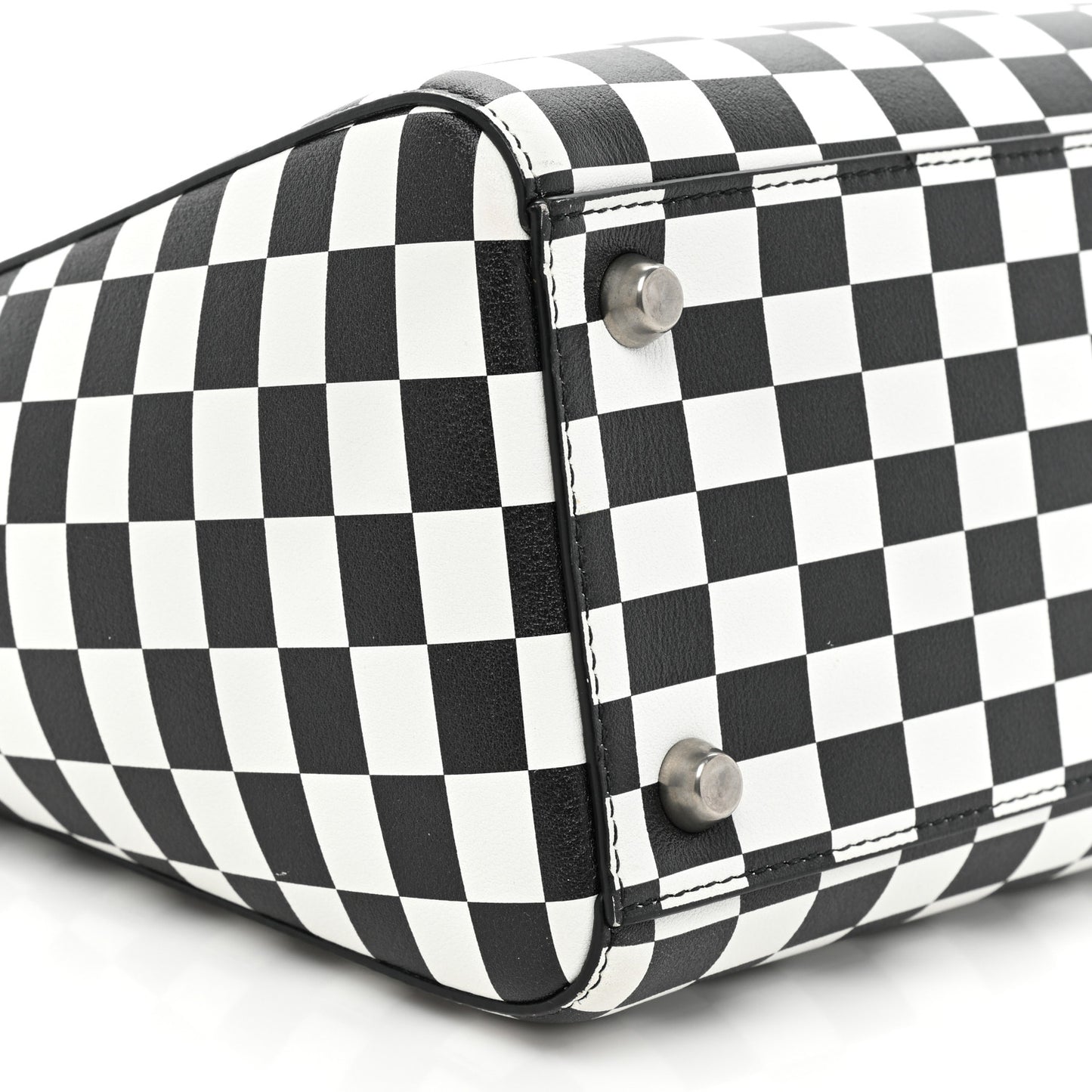 Calfskin Checkered Medium Lady Dior Black White