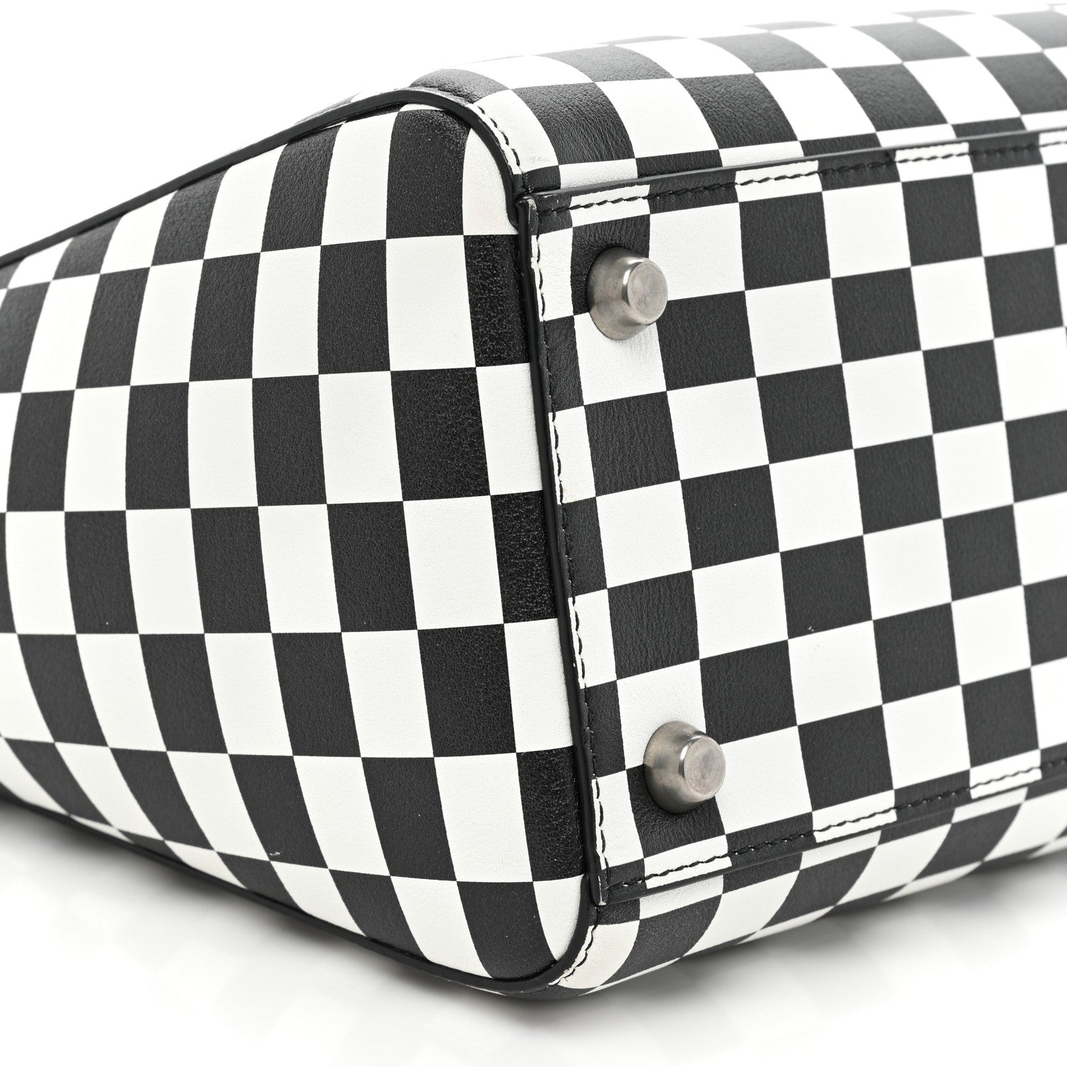 Christian Dior Calfskin Checkered Medium Lady Dior Black White 8 of 12