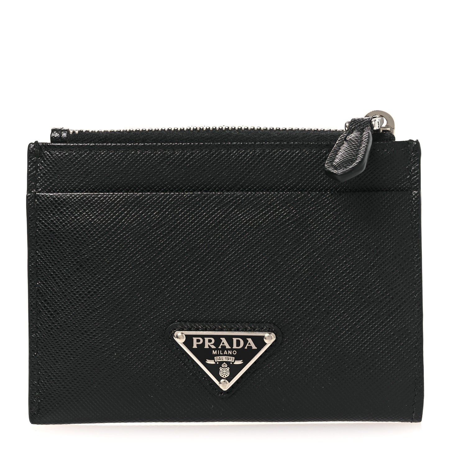 Saffiano Triangle Zip Card Holder Black