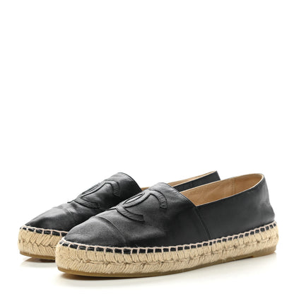 Chanel Lambskin CC Espadrilles 37 Black 3 of 10