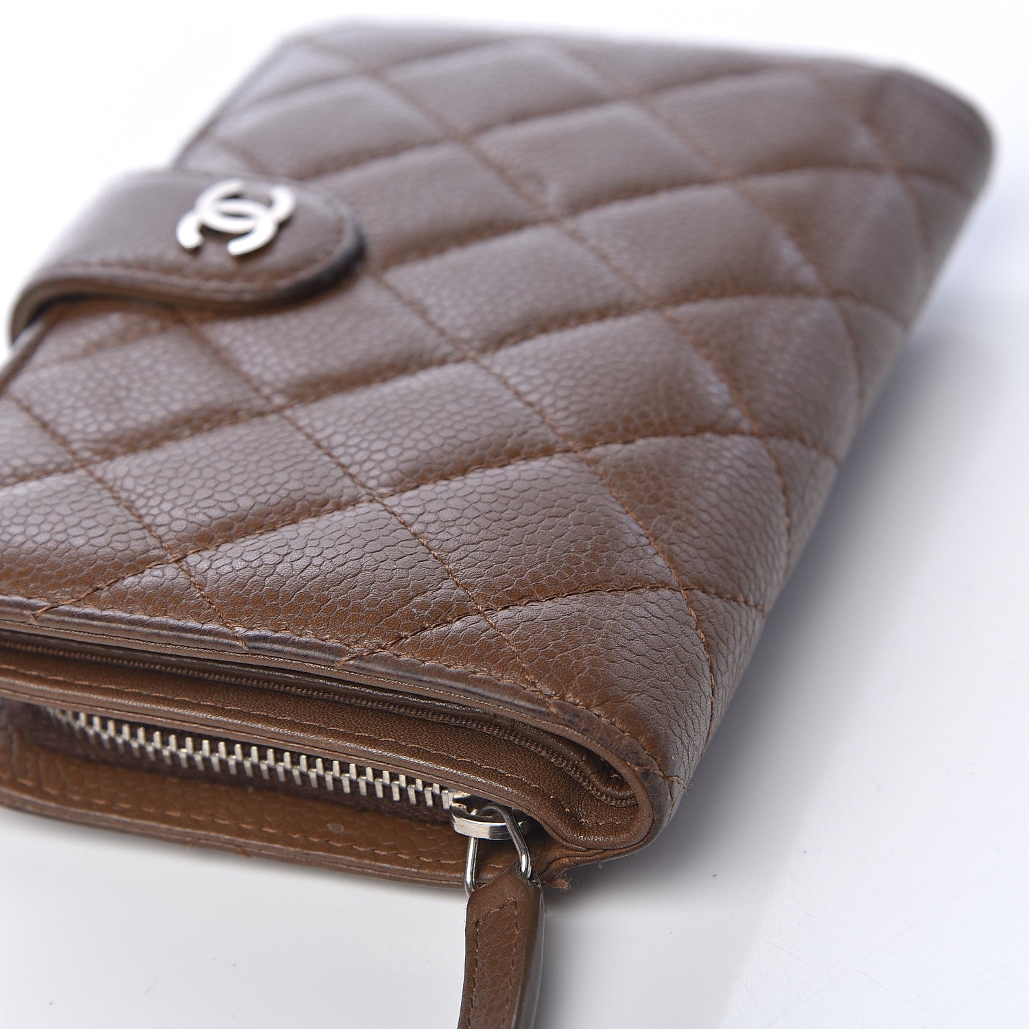 Chanel Caviar Quilted Zipped Pocket Wallet Brown 12 of 15