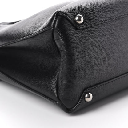 Burberry Derby Calfskin House Check Medium Banner Tote Black 6 of 11
