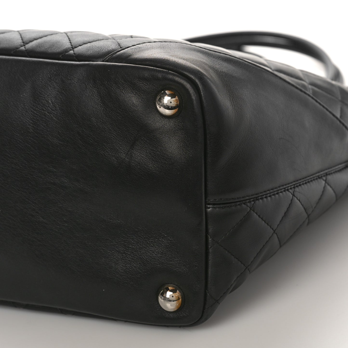 Calfskin Quilted Large Cambon Tote Black