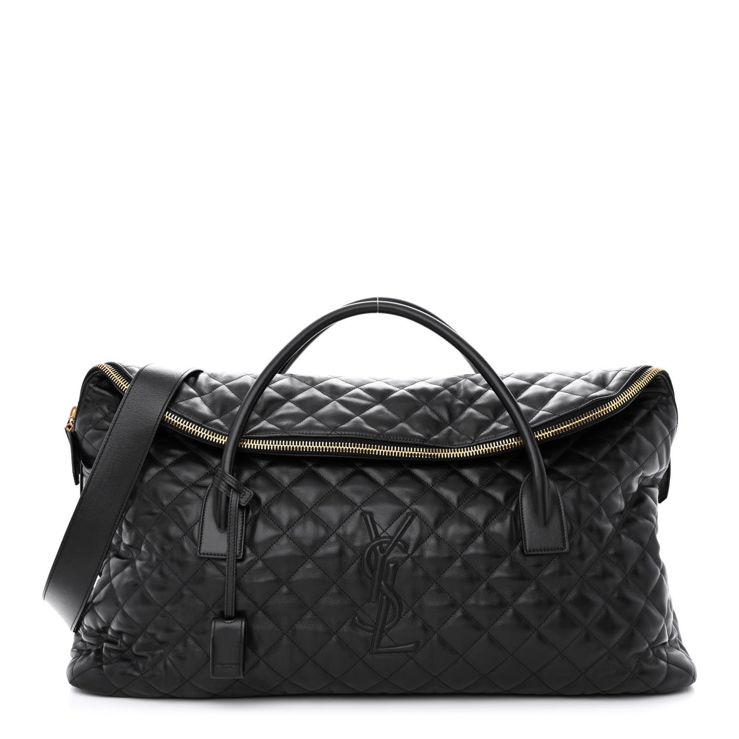 Calfskin Quilted ES Giant Travel Bag Black