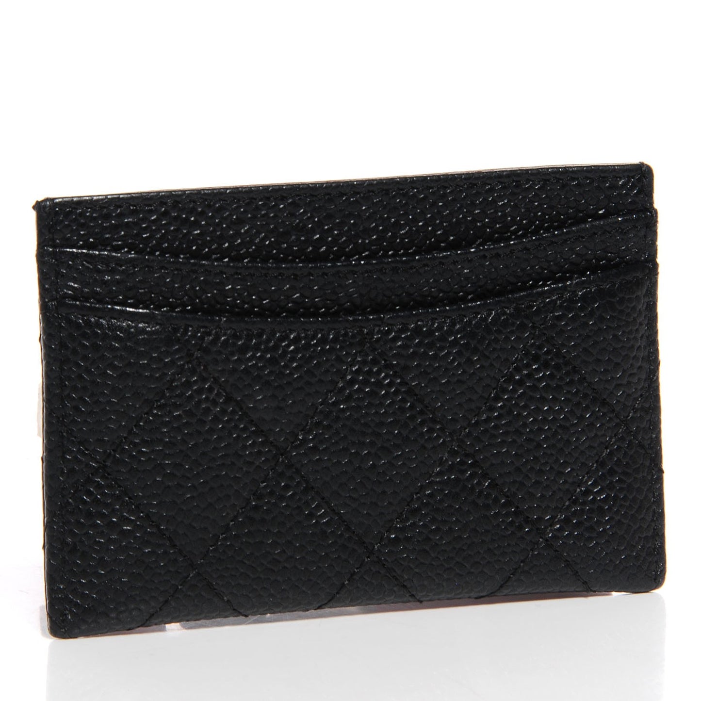 Caviar Quilted Card Holder Black