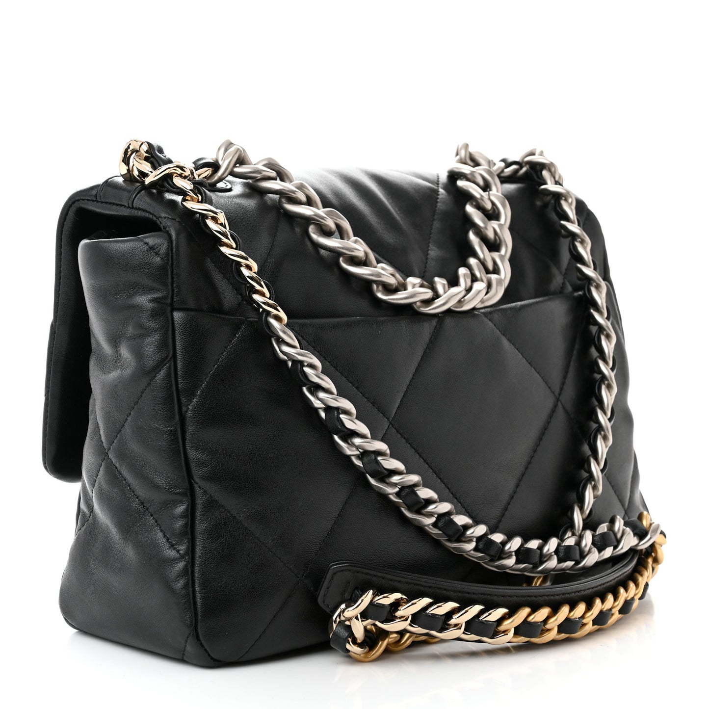 Lambskin Quilted Large Chanel 19 Flap Black