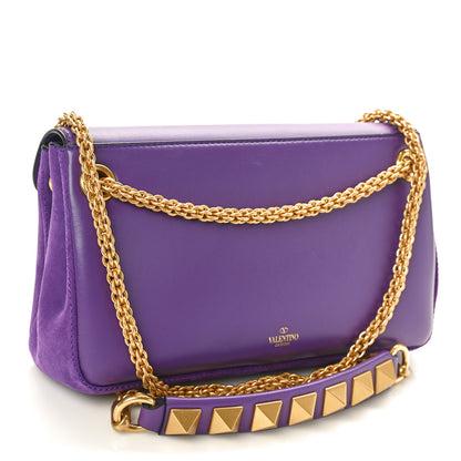 Valentino Garavani Nappa Suede Stud Sign Shoulder Bag Indian Violet 3 of 10