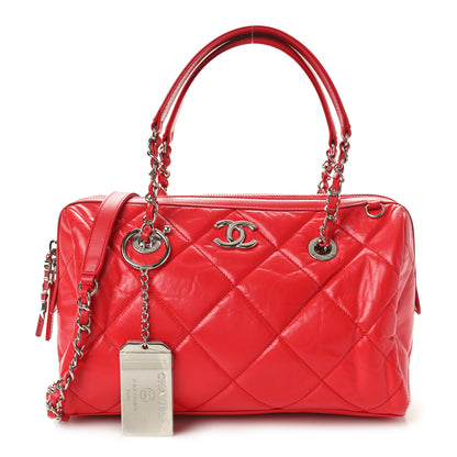 Chanel Calfskin Quilted Small CC Bowling Bag Red 1 of 10