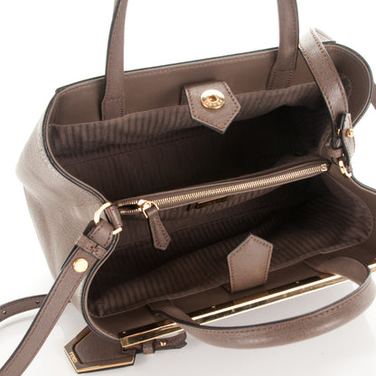 Fendi Vitello Elite Flamingo Petite 2Jours Tote Seppia 5 of 7