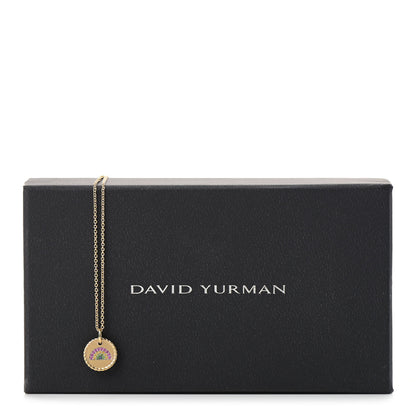David Yurman 18K Yellow Gold Pink Yellow Blue Sapphire Tsavorite Collectibles Rainbow Pendant Necklace 7 of 7