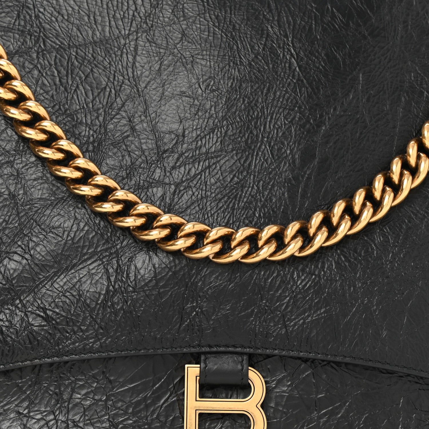 Balenciaga Crushed Calfskin Large Crush Chain Bag Black 7 of 9