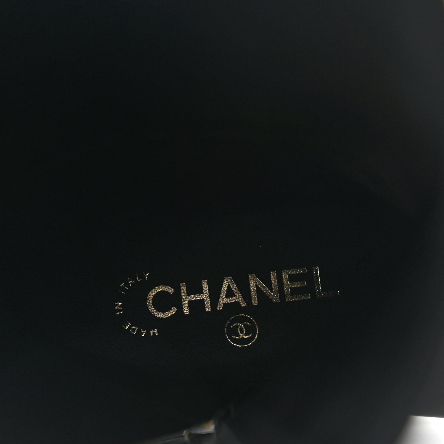 Chanel Calfskin Grosgrain Pearl Cap Toe High Boots 37.5 Black 8 of 8