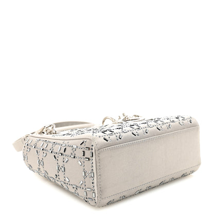 Christian Dior Satin Crystal Cannage Mini Lady Dior Gray 4 of 10