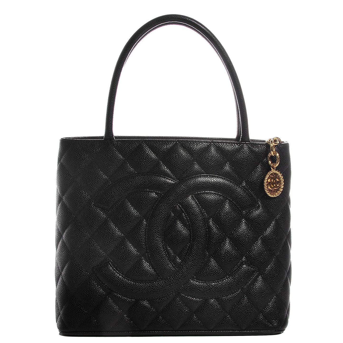 Caviar Quilted Medallion Tote Black