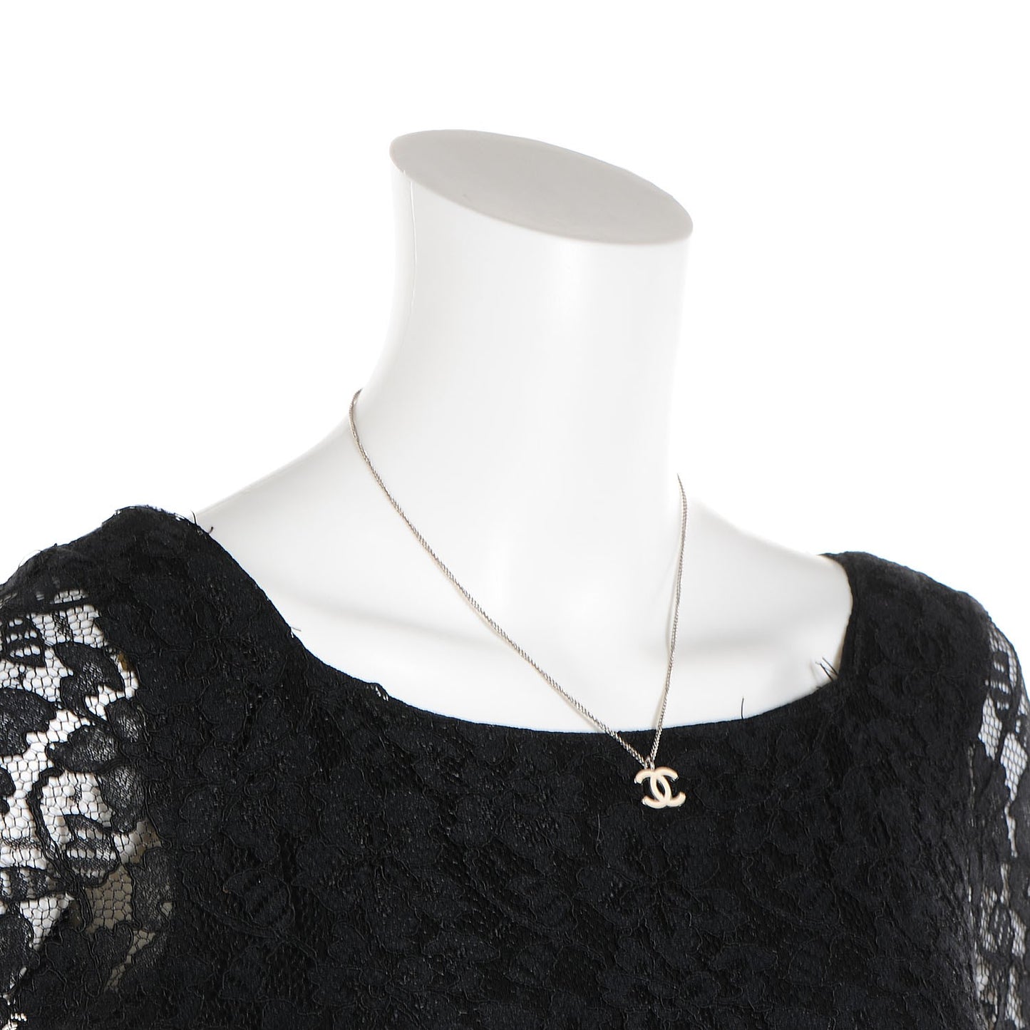 Enamel CC Necklace White