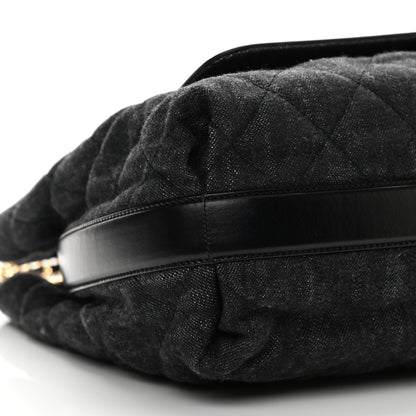 Chanel Denim Calfskin Quilted Tote Black 9 of 10