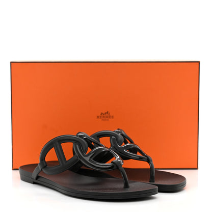 Hermes Rubber Womens Egerie Sandals 36 Black 9 of 9