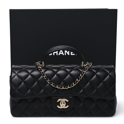 Chanel Lambskin Quilted Top Handle East West Flap Black 11 of 11