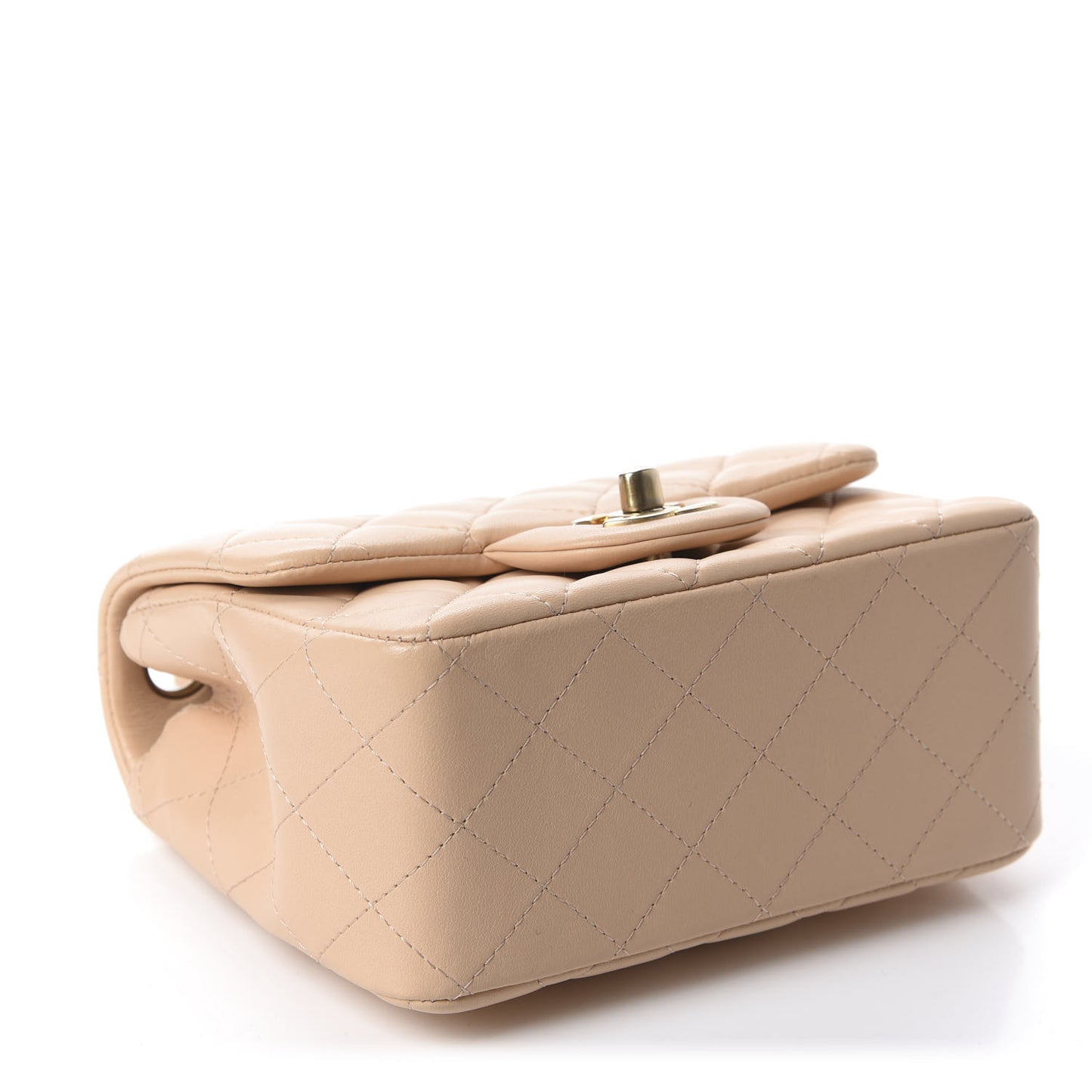 Lambskin Quilted Mini Square Flap Beige