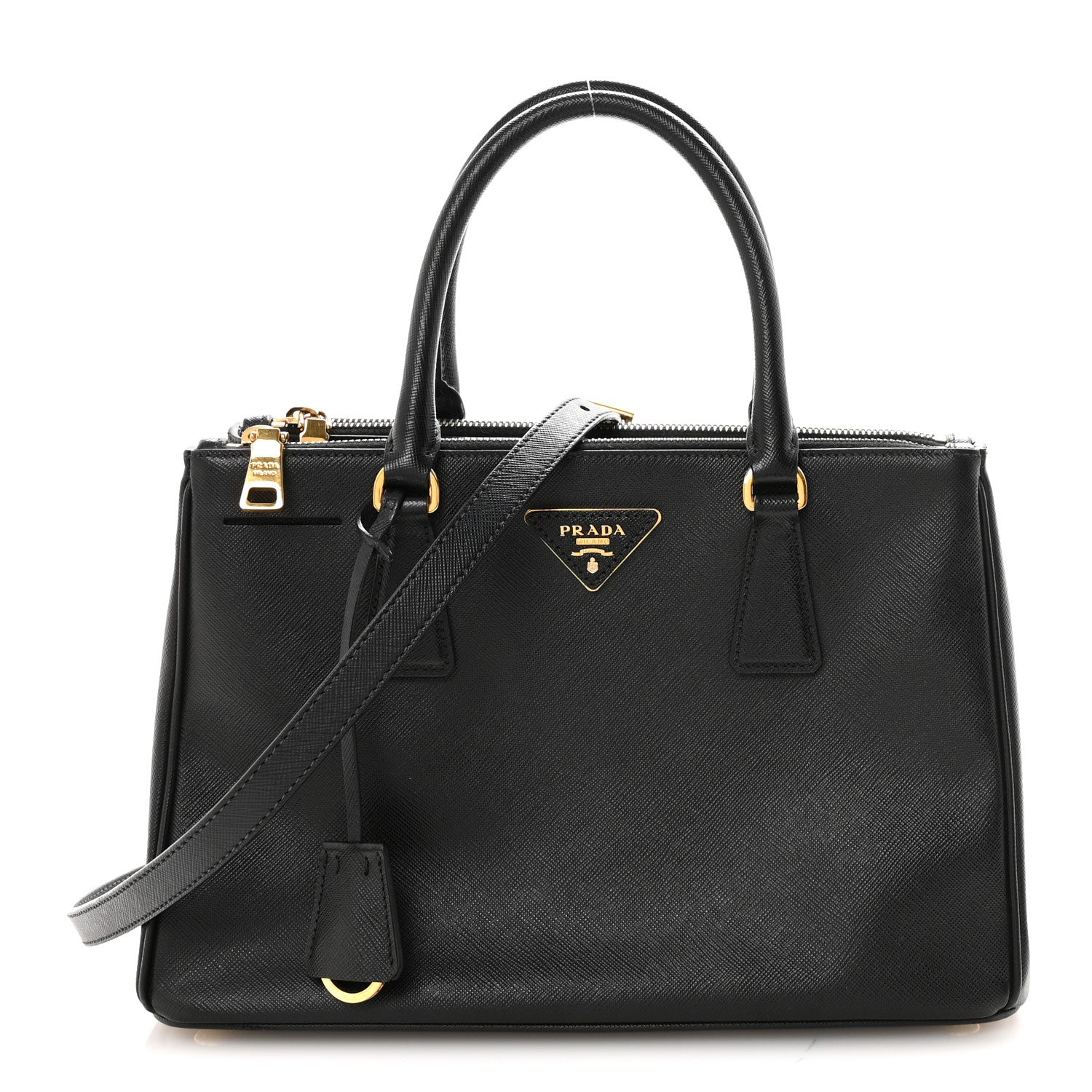 Prada Saffiano Small Galleria Double Zip Tote Black 1 of 9