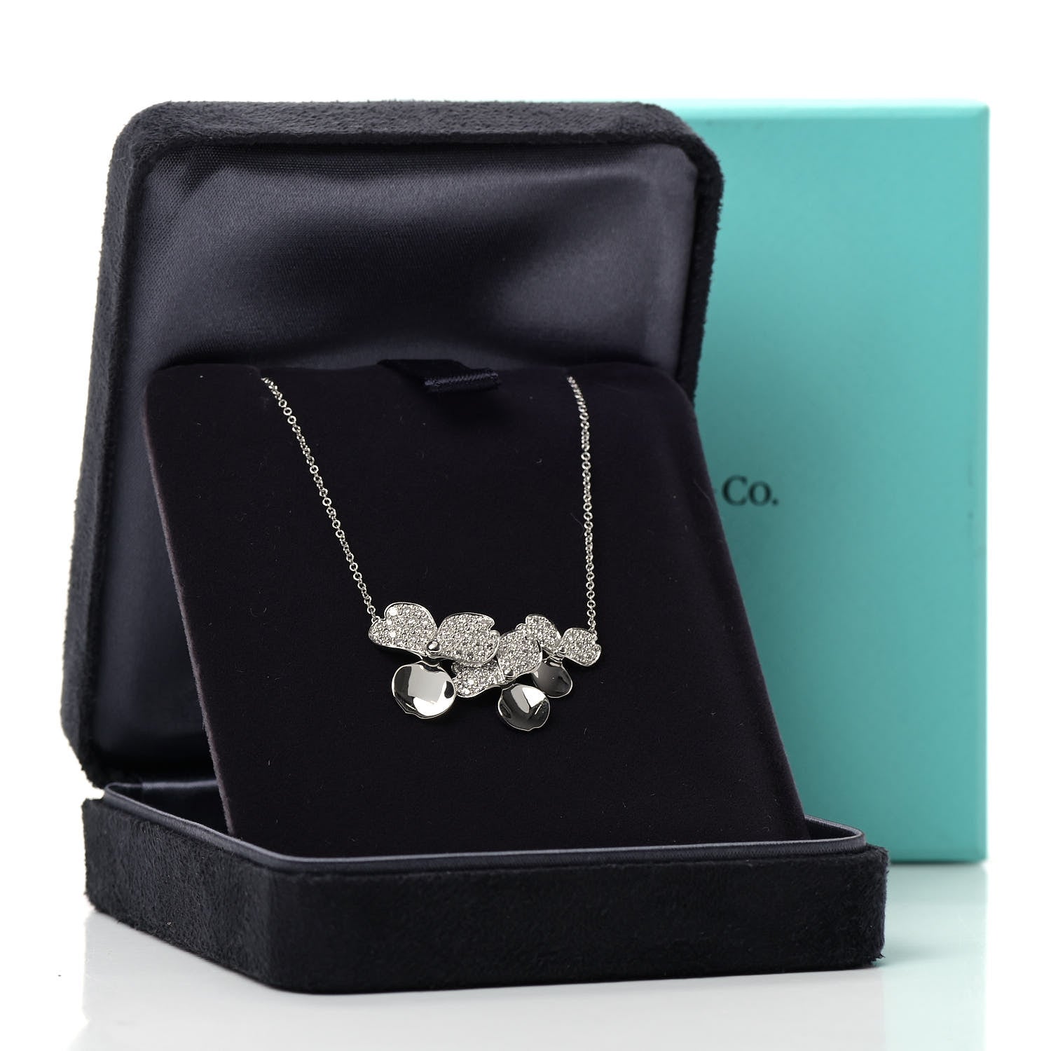 Tiffany Platinum Diamond Mini Paper Flowers Cluster Pendant Necklace 5 of 5