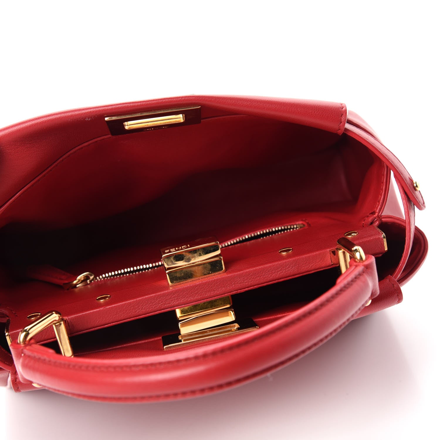 Fendi Nappa Mini Peekaboo Iconic Satchel Fragola 5 of 13