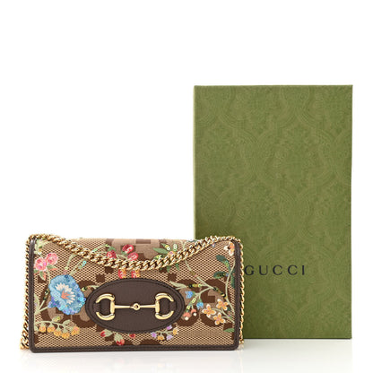 Gucci Monogram Jumbo GG Textured Dollar Calfskin Embroidered Horsebit 1955 Wallet On Chain Camel Ebony New Acero Multicolor 11 of 11