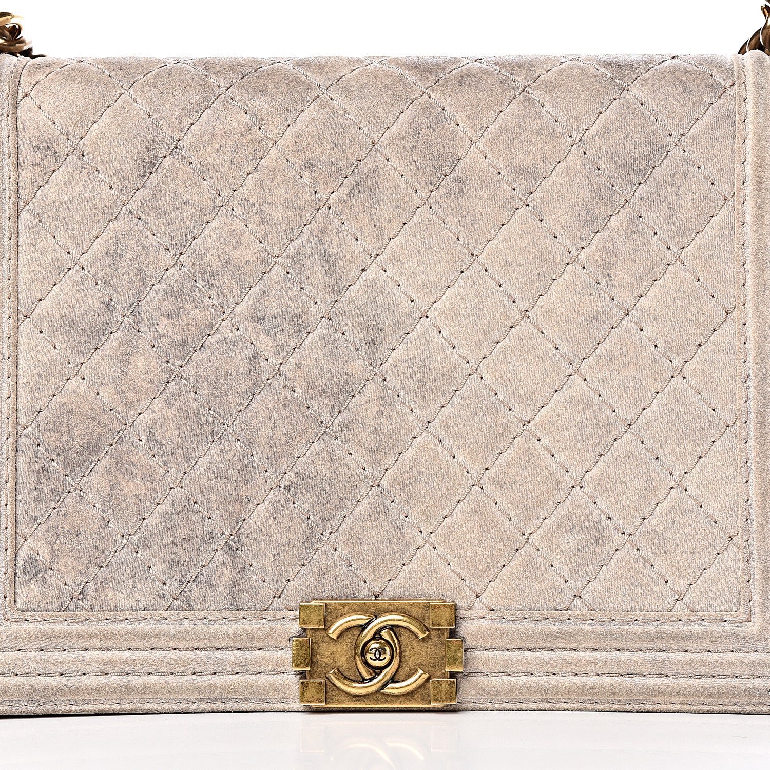 Chanel Iridescent Calfskin Quilted Large Boy Flap Beige 14 of 18