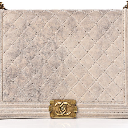 Chanel Iridescent Calfskin Quilted Large Boy Flap Beige 14 of 18