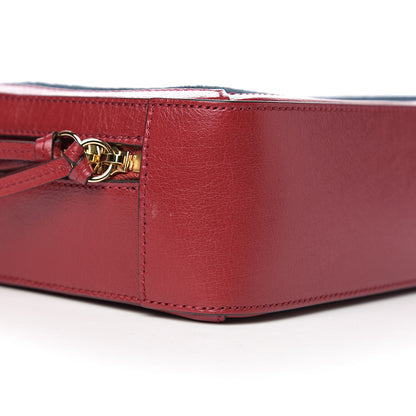 Gucci Suede Calfskin Web Small Ophidia Top Handle Shoulder Bag New Blue Romantic Cherry 7 of 9