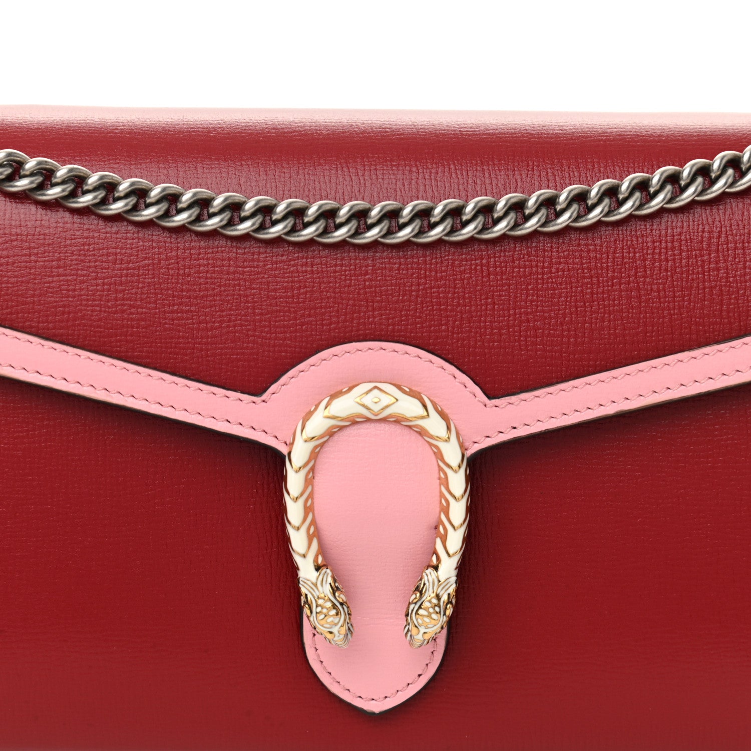 Gucci Azalea Calfskin Enamel Mini Dionysus Chain Wallet New Cherry Red Wild Rose Off White 7 of 10