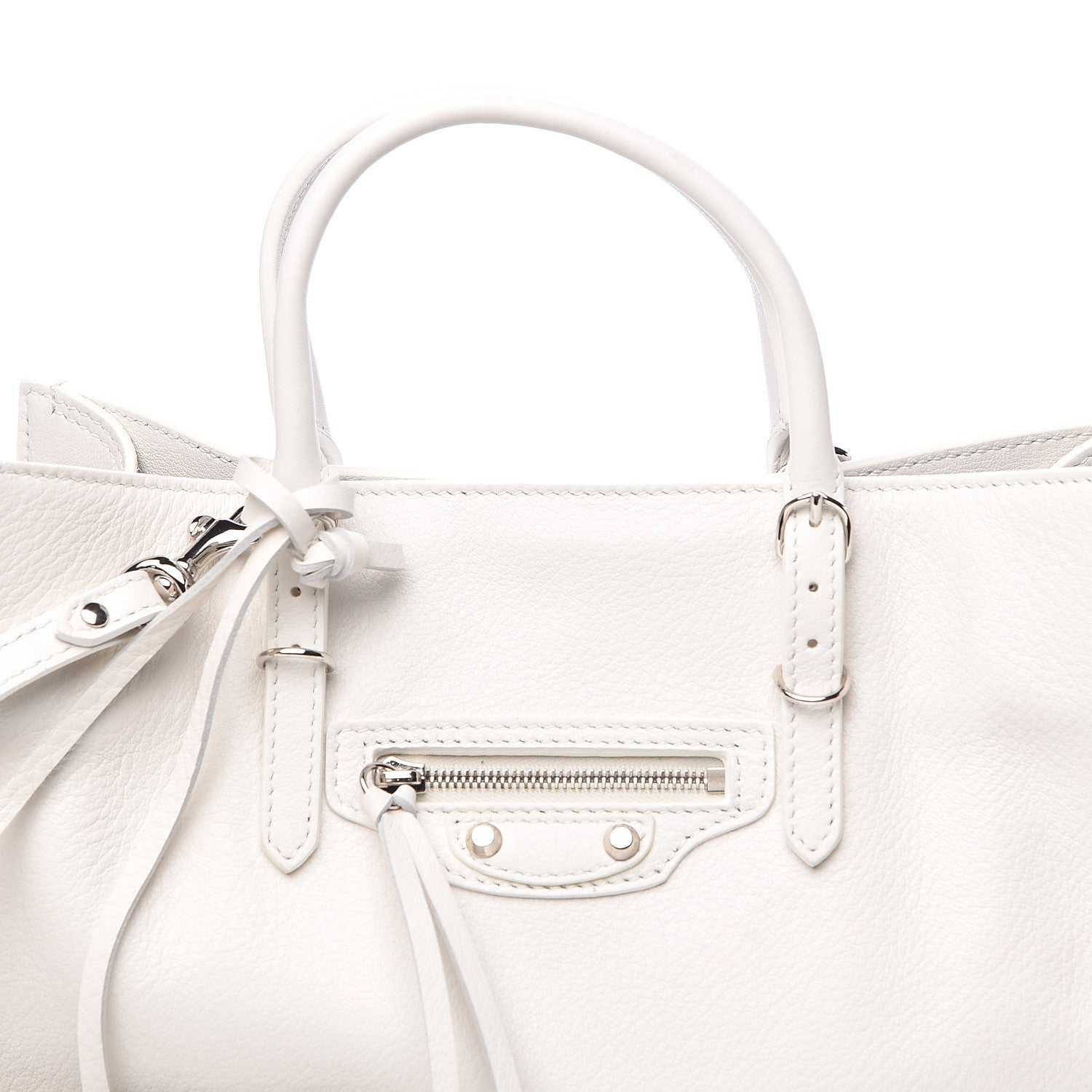 Balenciaga Grained Calfskin Papier Mini A4 Zip Around Tote White 8 of 11