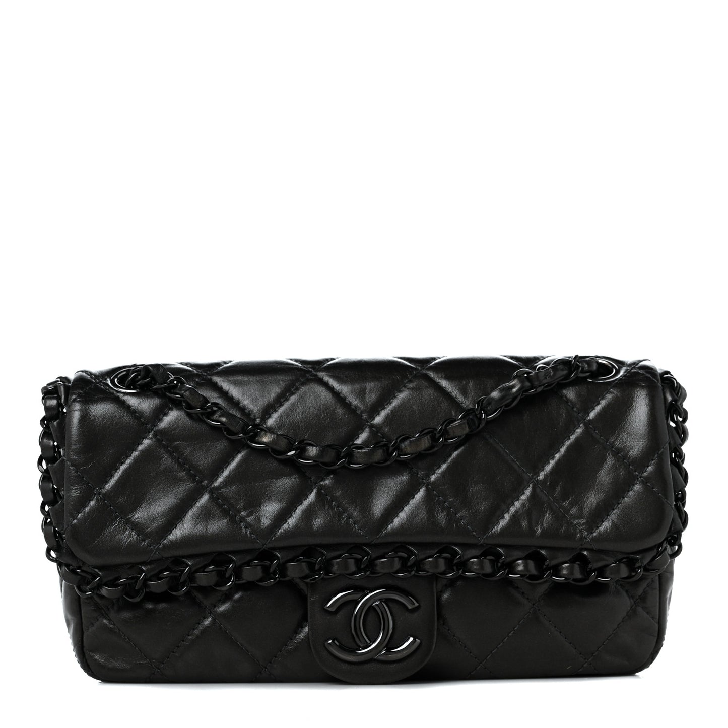 Calfskin Quilted Small Chain Me Flap So Black