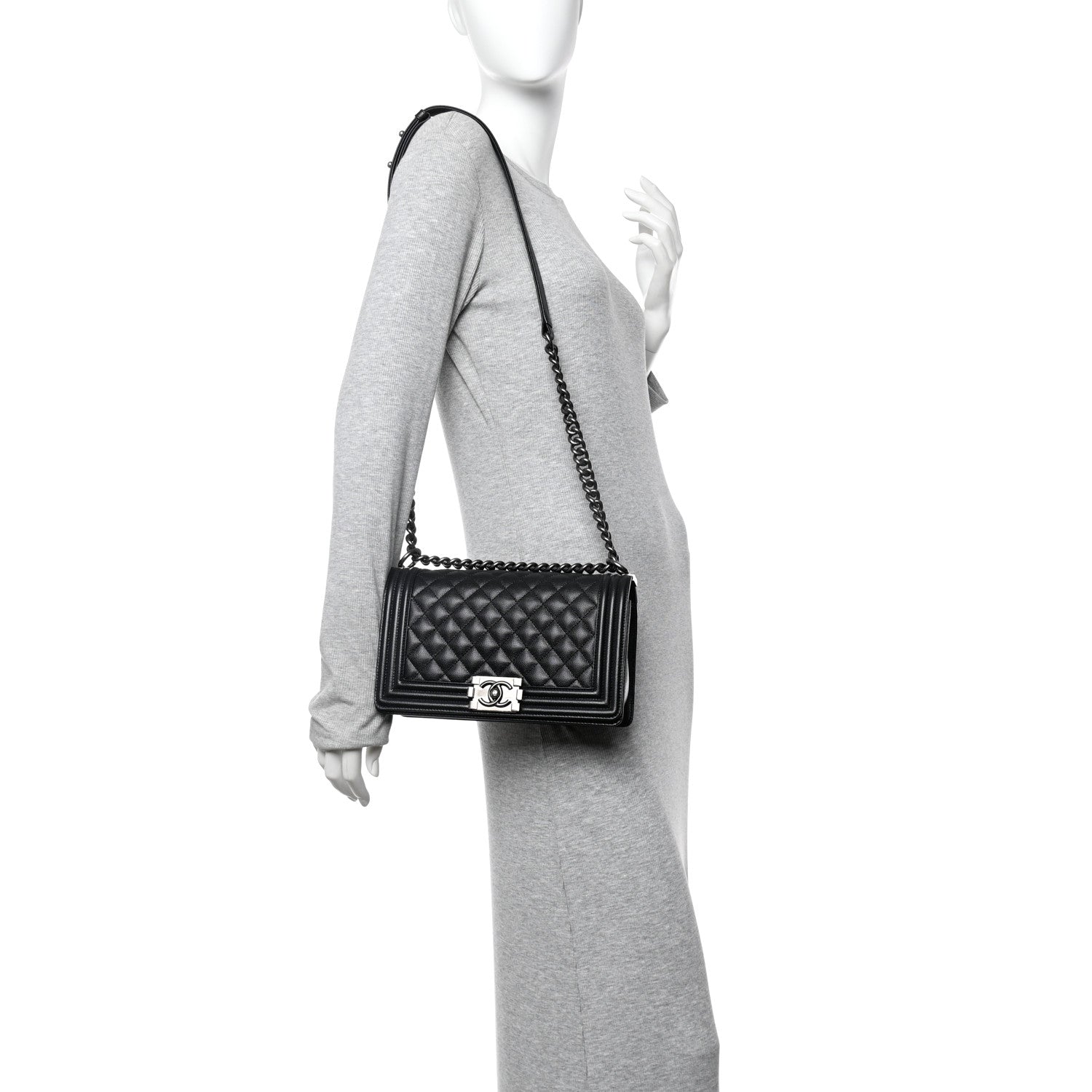 Chanel Caviar Quilted Medium Boy Flap Black 2 of 12