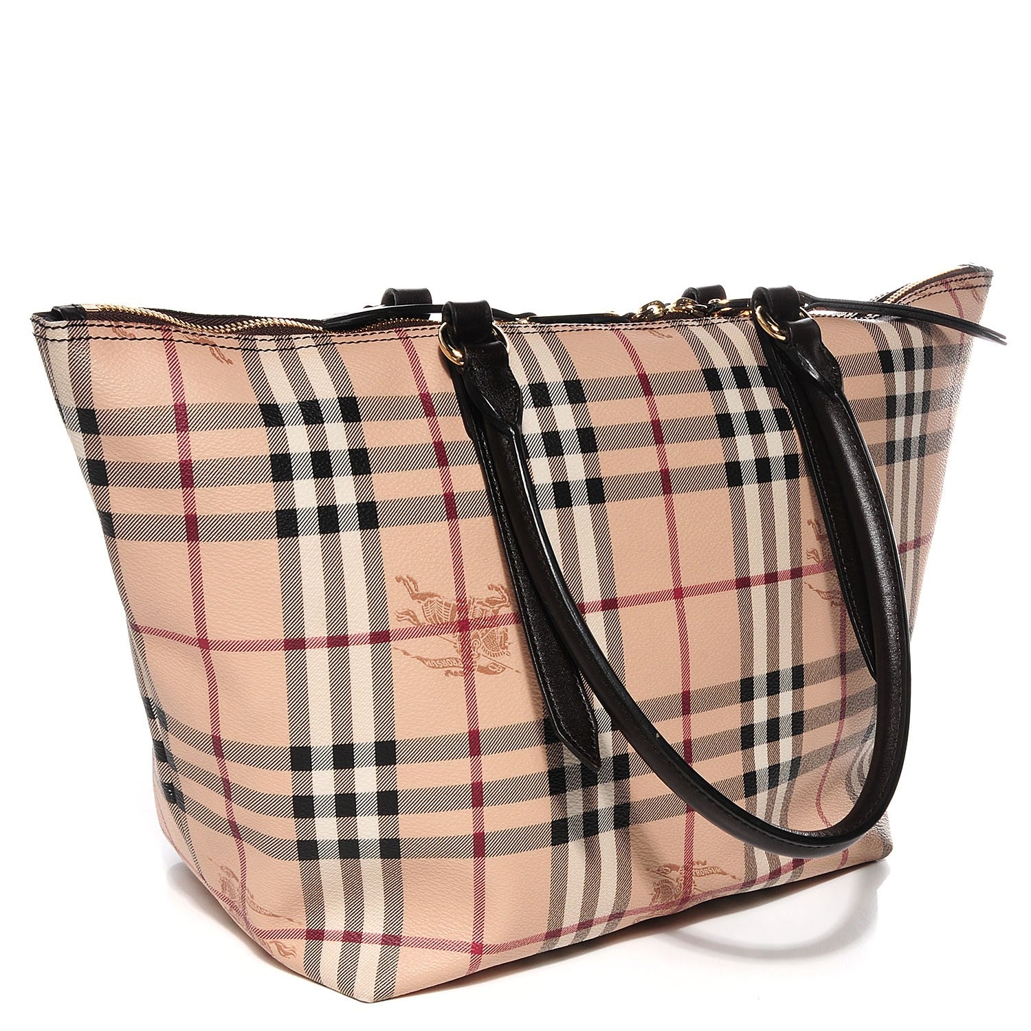 Burberry Haymarket Check Small Zip Tote Chocolate 3 of 10