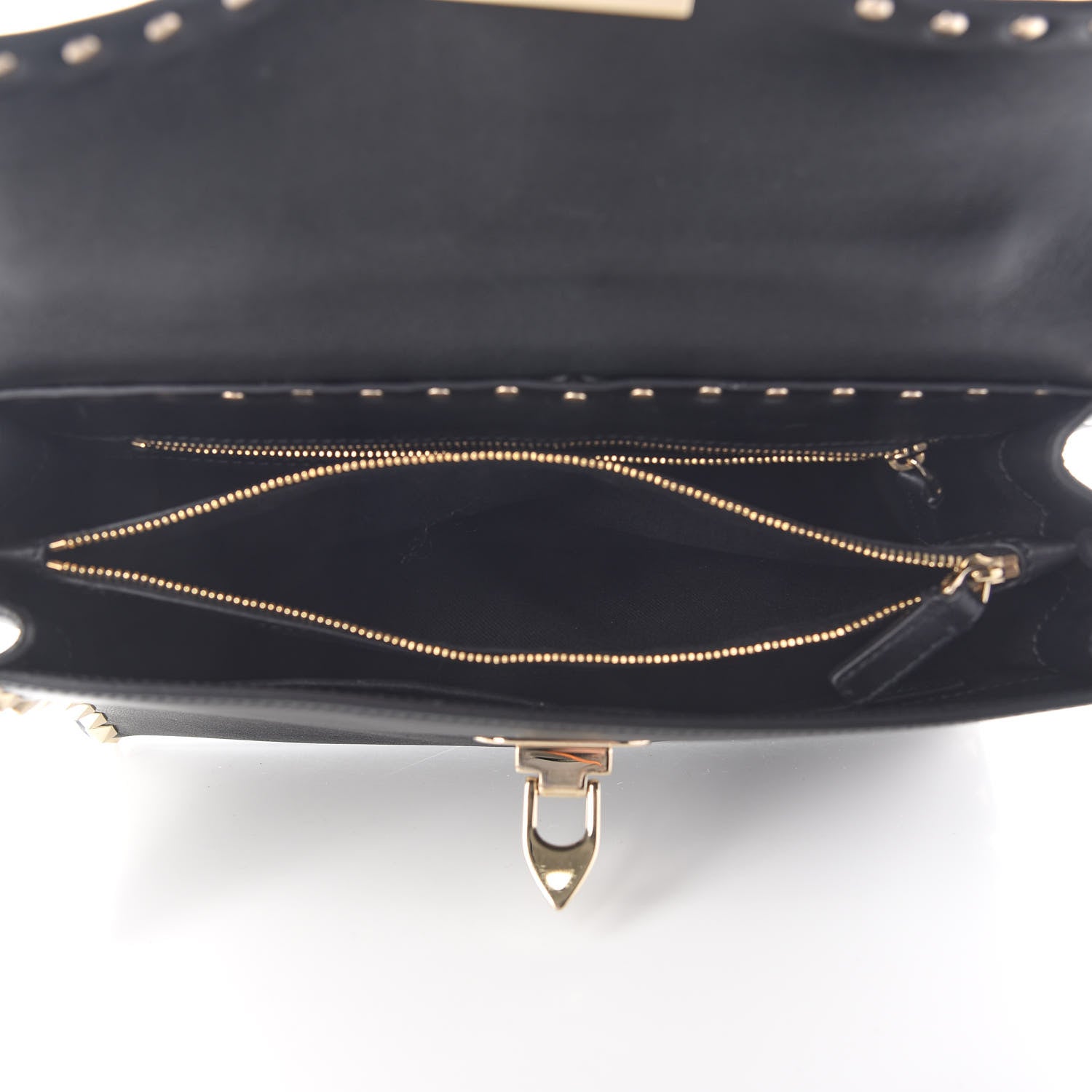 Valentino Garavani Vitello Small Rockstud Single Handle Flap Bag Black 4 of 7