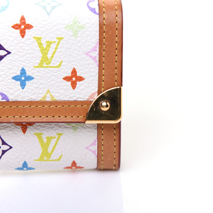 Louis Vuitton Monogram Multicolor Porte-Monnaie Plat Coin Purse White 16 of 17