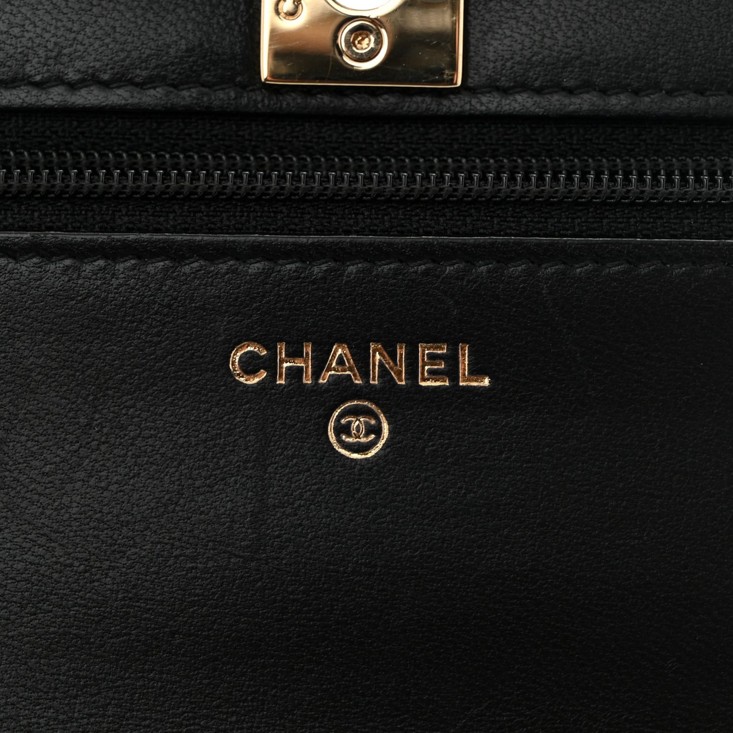 Lambskin Quilted Trendy CC Wallet On Chain WOC Black