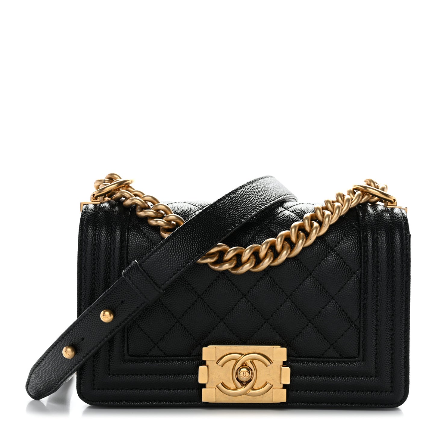 Caviar Quilted Small Boy Flap Black