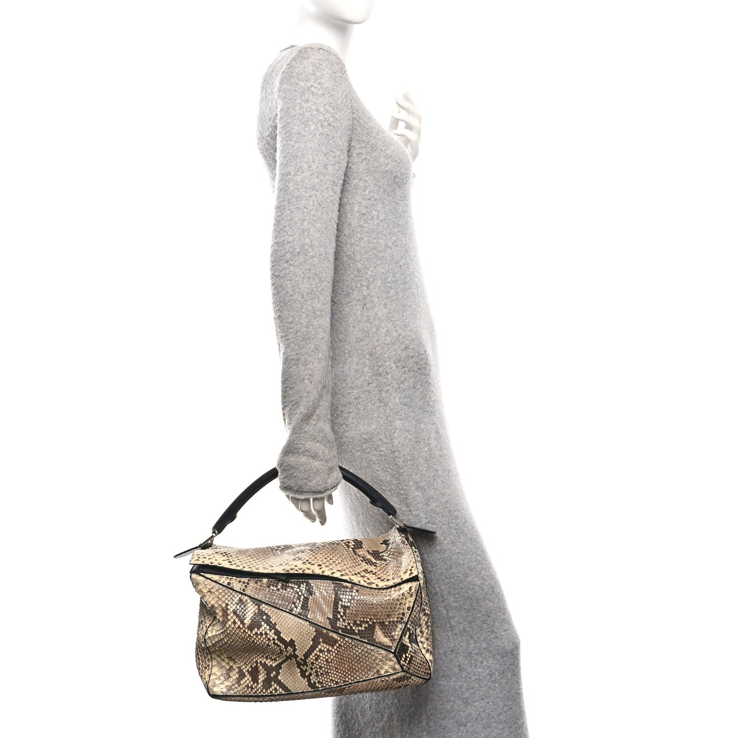 Snakeskin Large Puzzle Bag Black