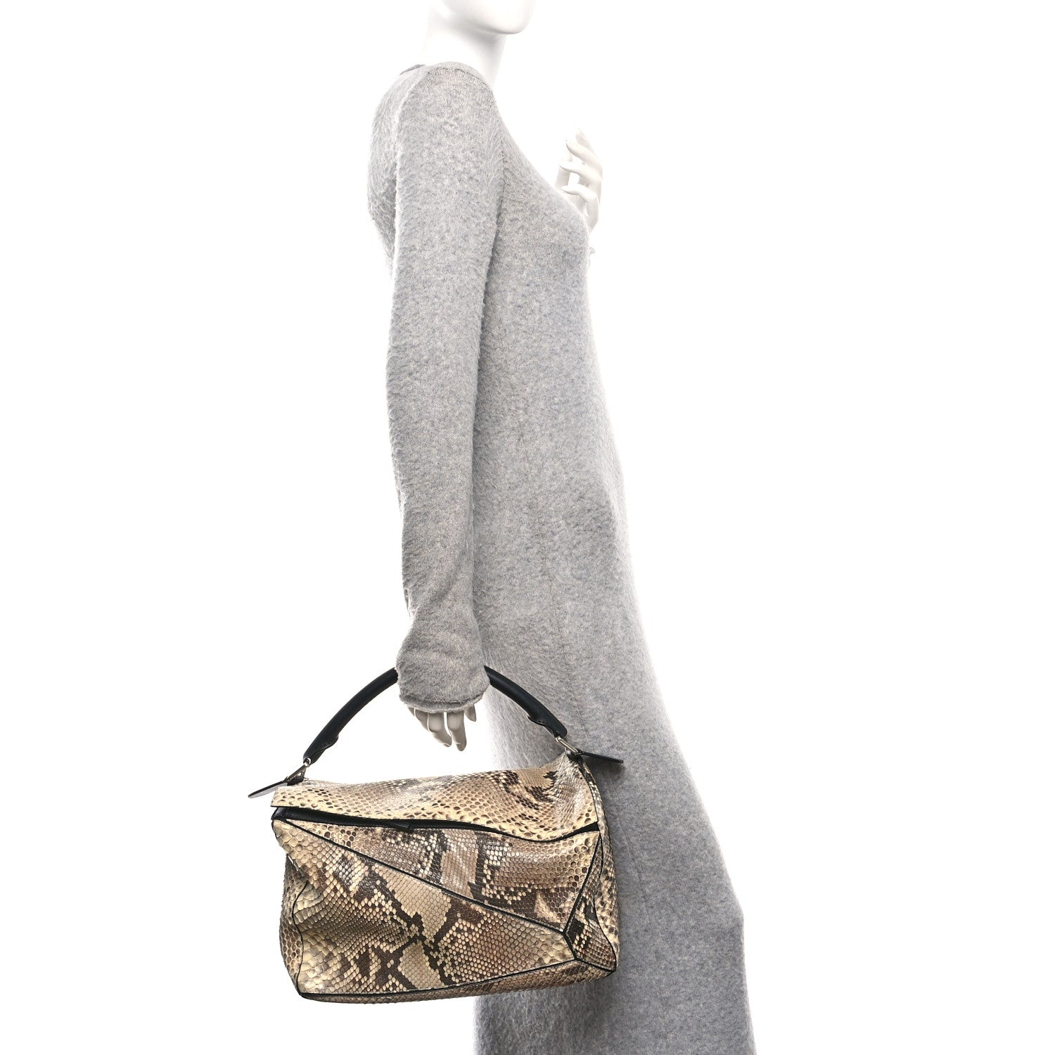 Loewe Snakeskin Large Puzzle Bag Black 2 of 10