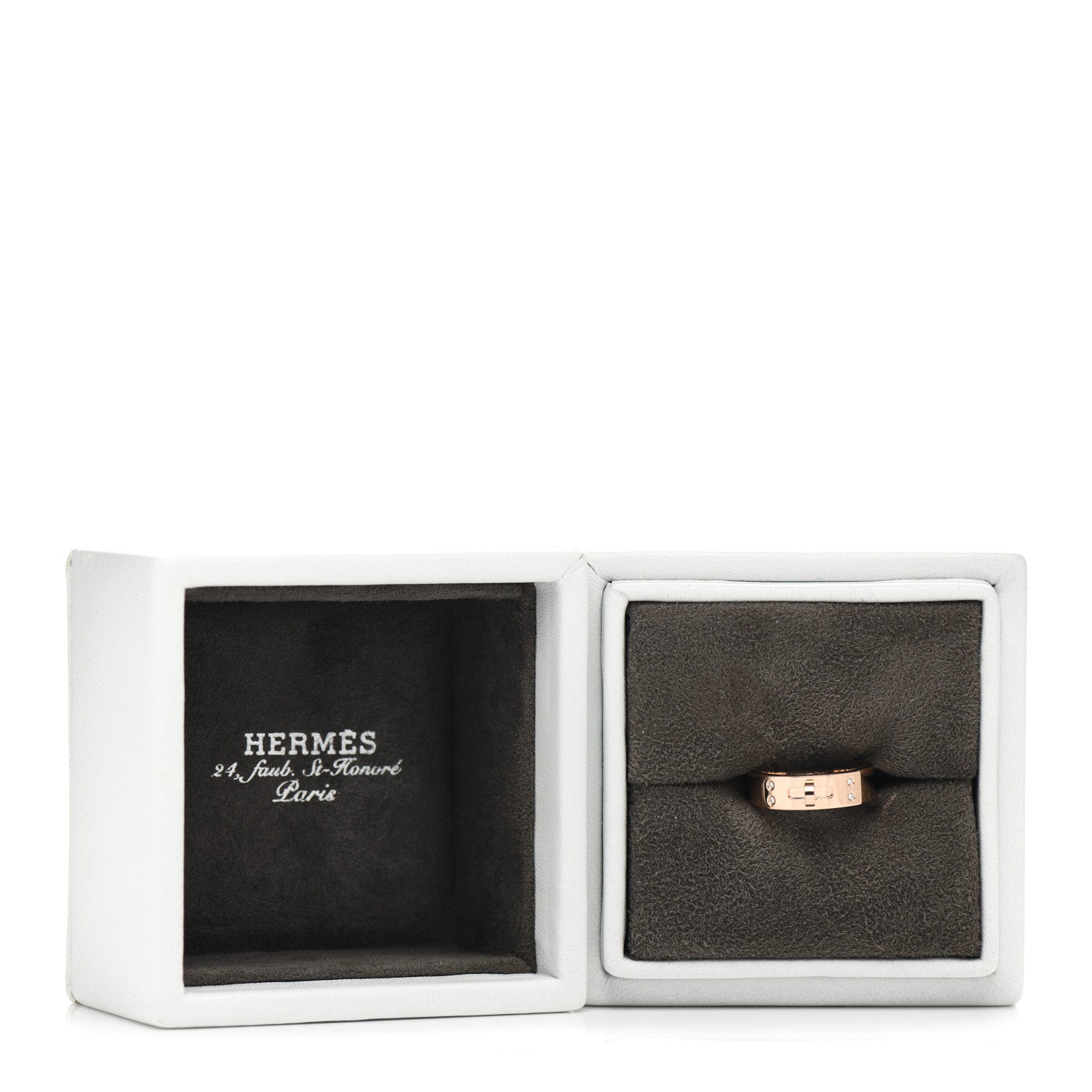 Hermes 18K Rose Gold Diamond PM Kelly Ring 51 5.75 5 of 5