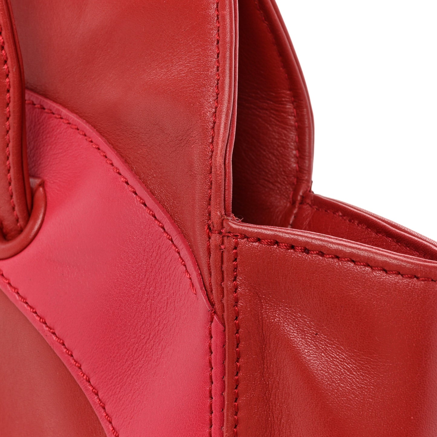 Calfskin CC Stitched Tote Red